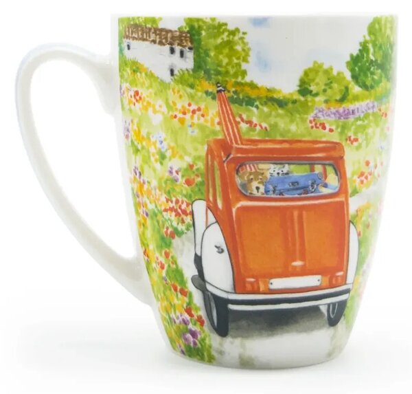 Hrnek Cesta za dobrodružstvím, 350 ml, PPD, porcelán New Bone China, motiv Citroën 2CV