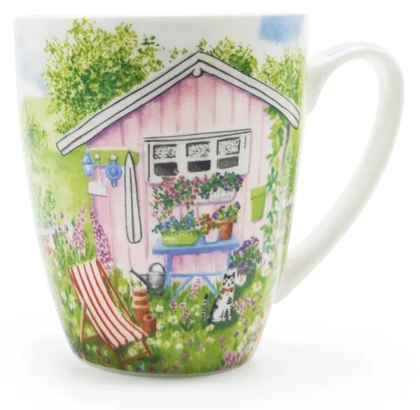 Hrnek Pohoda na zahradě, 350 ml, PPD, New Bone China porcelán, motiv zahrady a kočky