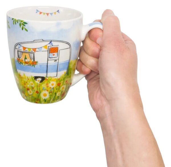 Hrnek Prázdniny v karavanu, 350 ml, PPD, porcelán New Bone China, motiv retro karavanu
