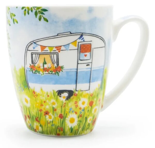 Hrnek Prázdniny v karavanu, 350 ml, PPD, porcelán New Bone China, motiv retro karavanu