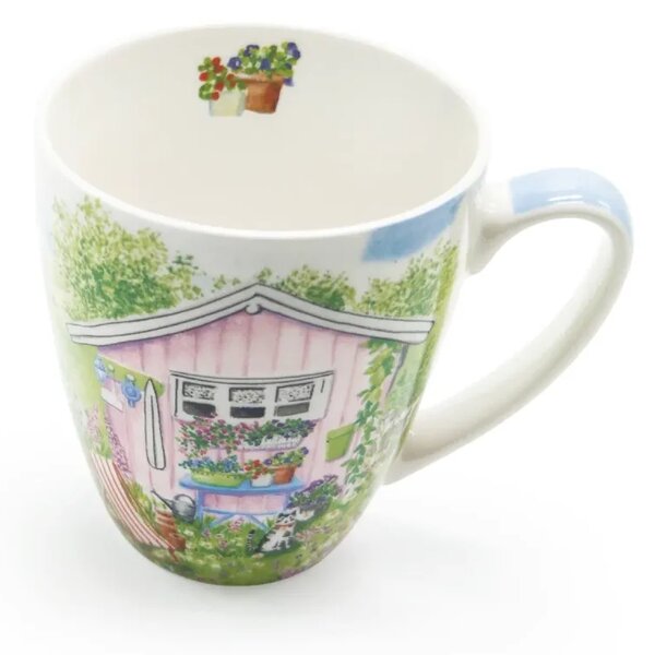 Hrnek Pohoda na zahradě, 350 ml, PPD, New Bone China porcelán, motiv zahrady a kočky