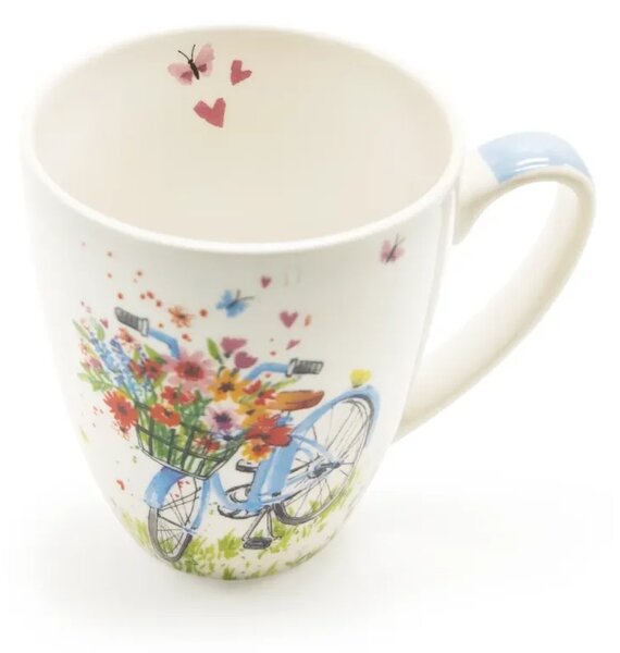 Hrnek Výlet na kole, 350 ml, PPD, New Bone China porcelán, motiv kola a lučních květin