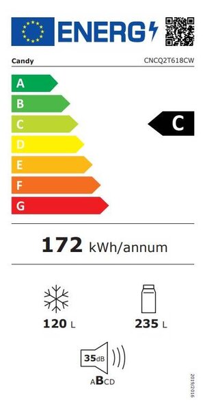 Lednice CANDY CNCQ2T618CW FRESCO 300 + 15 let záruka na kompresor po registraci