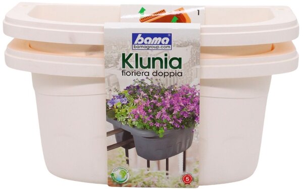 BAMA Závěsný truhlík KLUNIA 40 cm, krémová, se zásobníkem na vodu