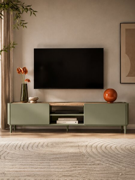 TV stolek Elivo 220 cm na nožkách - eukalyptus / dub baltic dune