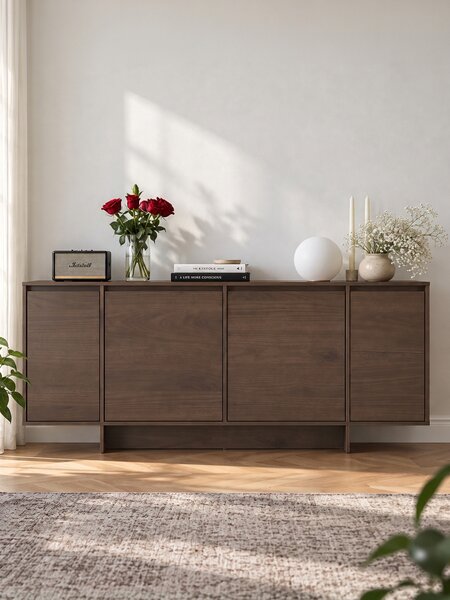 Čtyřdveřová komoda Zolia 180 cm na kuchyňském soklu - ořech elegant