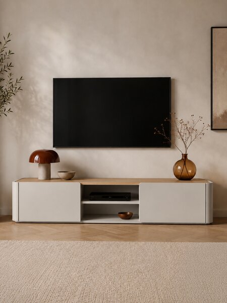 TV stolek Elivo 220 cm se zásuvkou - kašmír / olejovaný dub