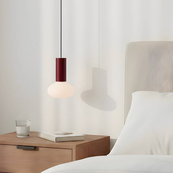 ALDEX Závěsné světlo Flo, červené, 1 žárovka, sklo, stmívatelný, Červená, Obývací pokoj / jídelna, kov, Design