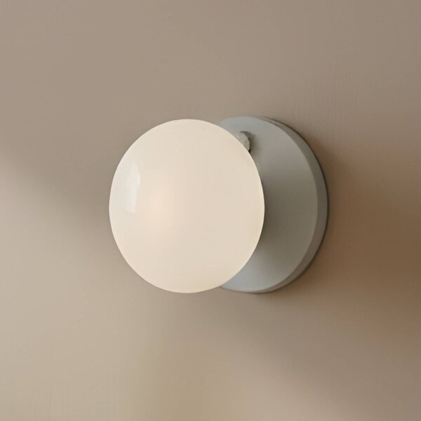 ALDEX Nástěnné světlo Flo, šedé, Ø 19 cm, sklo, stmívatelný, Hliník / šedá / zinek, Obývací pokoj / jídelna, kov, Design