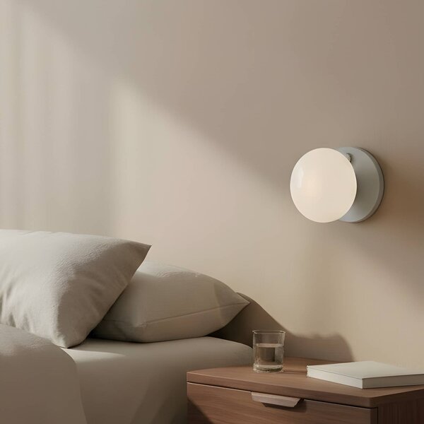 ALDEX Nástěnné světlo Flo, šedé, Ø 19 cm, sklo, stmívatelný, Hliník / šedá / zinek, Obývací pokoj / jídelna, kov, Design