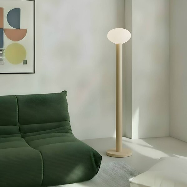 ALDEX Stojací lampa Flo, béžová, výška 138 cm, 1 žárovka, sklo, Krémová / jantar, Obývací pokoj / jídelna, kov, Design
