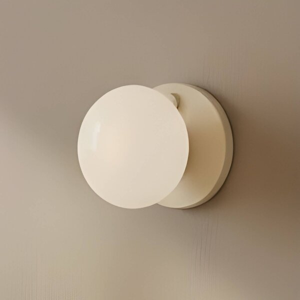 ALDEX Nástěnné světlo Flo, béžové, Ø 19 cm, sklo, stmívatelný, Krémová / jantar, Obývací pokoj / jídelna, kov, Design