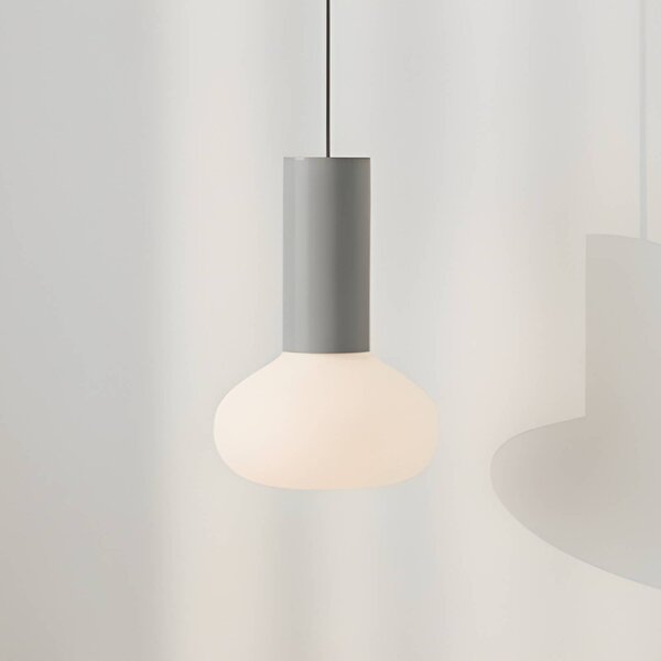 ALDEX Závěsné světlo Flo, šedé, 1 žárovka, sklo, stmívatelný, Hliník / šedá / zinek, Obývací pokoj / jídelna, kov, Design