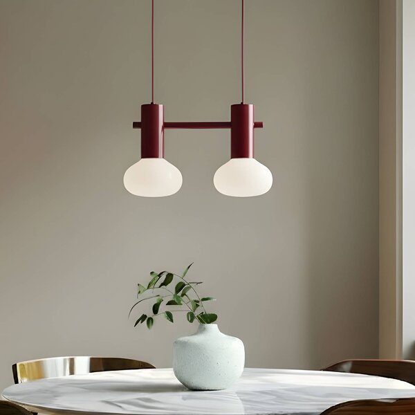 ALDEX Závěsné světlo Flo, červené, 2 žárovky, sklo, stmívatelný, Červená, Obývací pokoj / jídelna, kov, Design