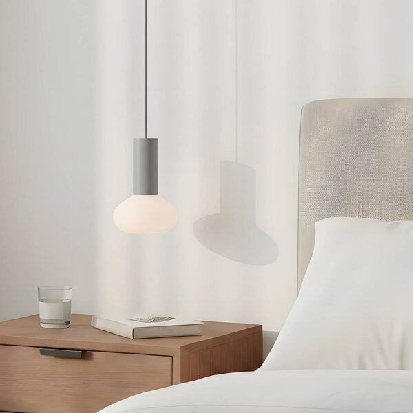 ALDEX Závěsné světlo Flo, šedé, 1 žárovka, sklo, stmívatelný, Hliník / šedá / zinek, Obývací pokoj / jídelna, kov, Design