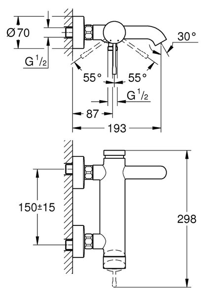 GROHE Essence - Páková vanová baterie, DN 15, kartáčovaný Warm Sunset 33624DL1