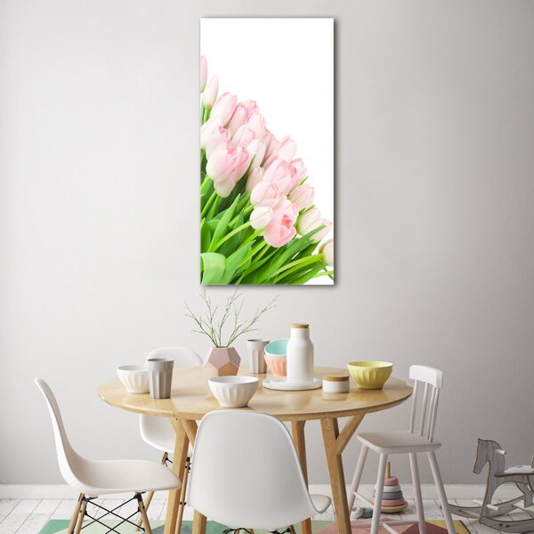 Vertikální Fotoobraz na skle Růžové tulipány osv-22467427