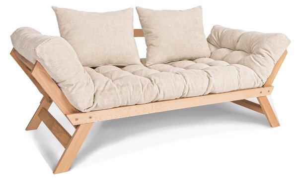 MarLiving Rozkládací futonová pohovka BREEZIO 02 170 cm z masivu/krémová