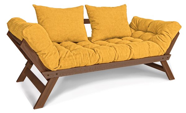 MarLiving Rozkládací futonová pohovka BREEZIO 03 170 cm z masivu/žlutá