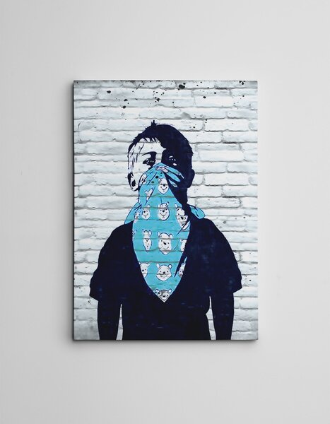 ASIR Obraz na plátně (50 x 70) Banksy Street Art – kluk v bandaně