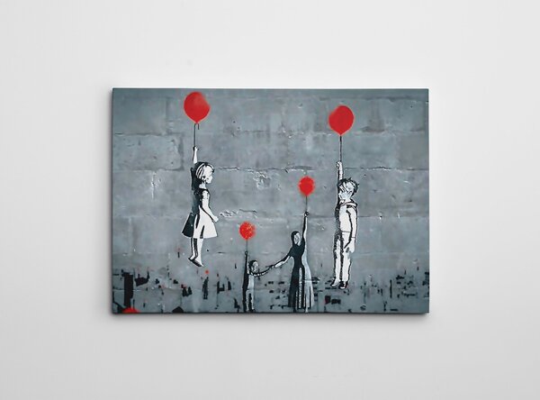 ASIR Obraz na plátně (50 x 70) Banksy Street Art – láska povznáší