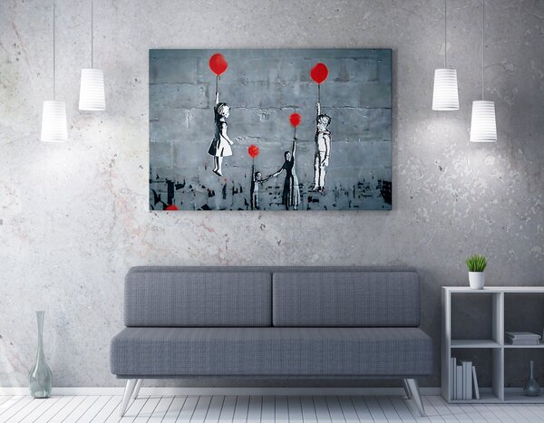 ASIR Obraz na plátně (50 x 70) Banksy Street Art – láska povznáší