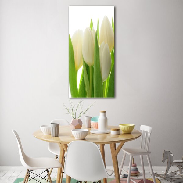 Vertikální Foto obraz fotografie na skle Bílé tulipány osv-28819889