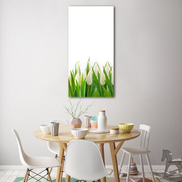 Vertikální Foto obraz fotografie na skle Bílé tulipány osv-30153186