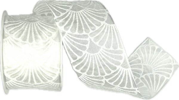 Stuha taftová ART DÉCO WHITE bílá průsvitná 40mm x 2m (13,-Kč/m)