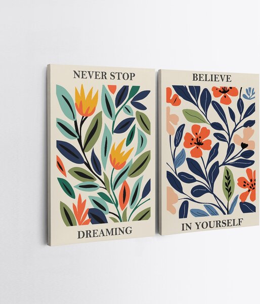ASIR Set obrazů na plátně 2 ks ( 50 x 70 cm) Florální motivy