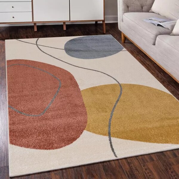 Makro Abra Moderní kusový koberec LUCY NP33A krémový žlutý šedý Rozměr: 80x150 cm