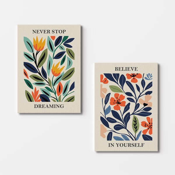 ASIR Set obrazů na plátně 2 ks ( 50 x 70 cm) Florální motivy