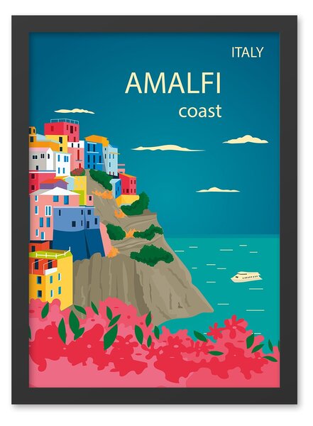ASIR Dekorativní obraz MDF Přímořské městečko Amalfi v Itálii