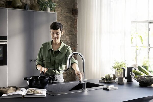 Hansgrohe Aqittura M91 SodaSystem 210, vytažitelný výtok, 1jet, sBox, chrom 76836000