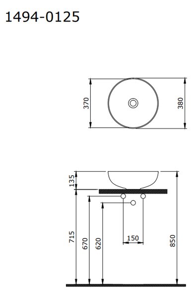BOCCHI Round - Umyvadlová mísa Ø 380 mm, bez přepadu, bílá lesklá