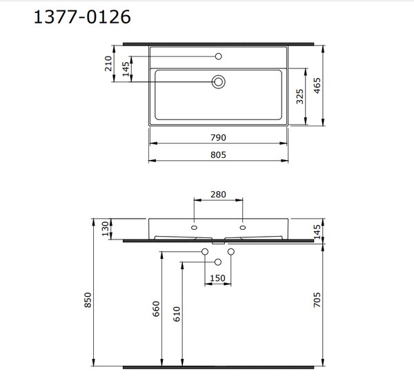 BOCCHI Milano - Umyvadlo 805x465 mm, s přepadem, bílá lesklá