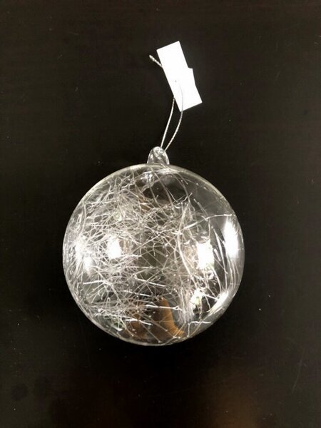 Vánoční skleněná koule s vlákny pr.10cm
