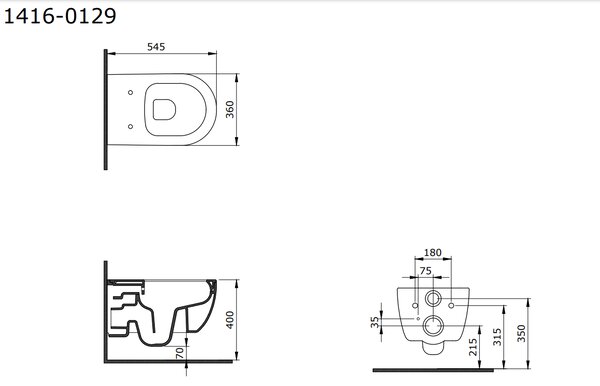 BOCCHI V-Tondo - WC závěsné 545x360 mm, Rimless + sedátko slim, Soft Close - SET, černá matná