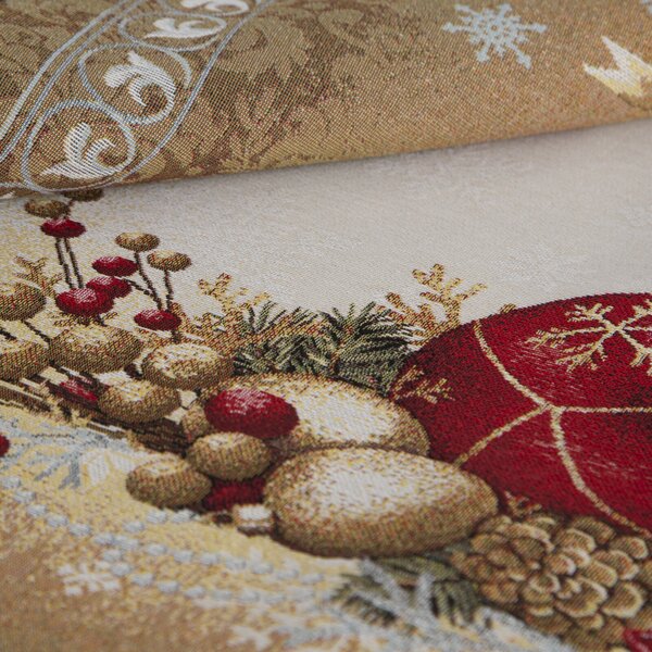 VÁNOČNÍ GOBELÍNOVÝ UBRUS NA STŮL MERRY2 100X100 CM VZOROVANÁ