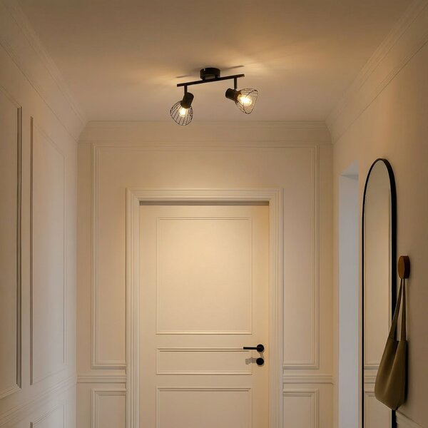 Stropní Lampa Lindby, Piena, stmívatelné, Černá, Jídelna, Kov, Moderní