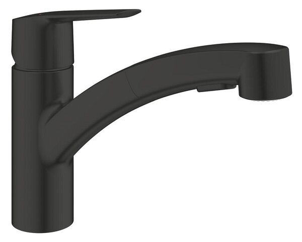 GROHE Start - Páková dřezová baterie s výsuvnou sprchou, černá matná 303072431