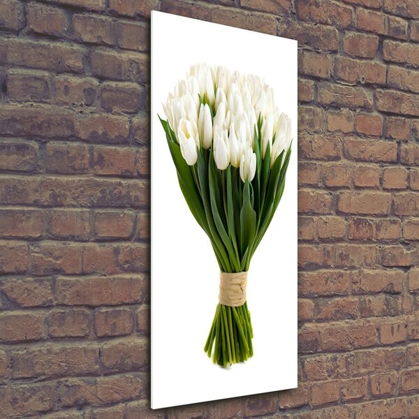 Vertikální Foto obraz fotografie na skle Bílé tulipány osv-40664213
