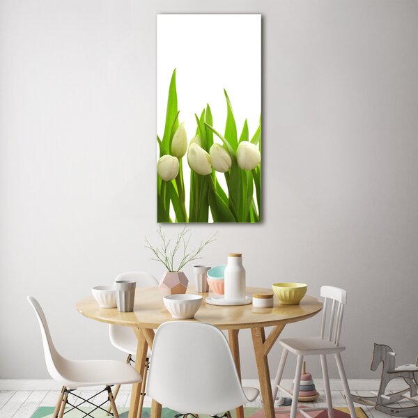 Vertikální Foto obraz fotografie na skle Bílé tulipány osv-40774643