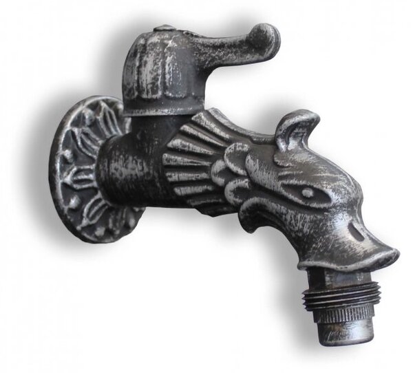 Vodovodní kohoutek pro zahradní umyvadlo - stříbrná patina (Vodovodní kohoutek pro zahradní umyvadlo - stříbrná patina)