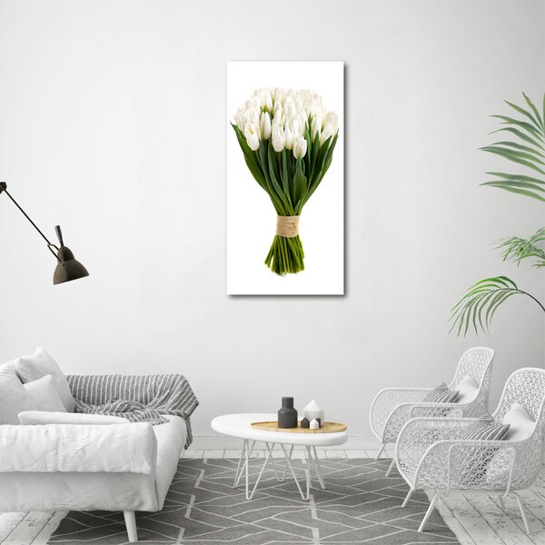 Vertikální Foto obraz na plátně Bílé tulipány ocv-40664213