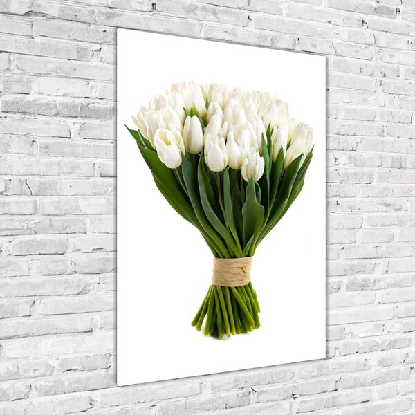 Vertikální Foto obraz fotografie na skle Bílé tulipány osv-40664213