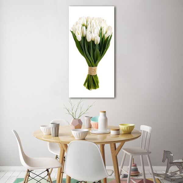 Vertikální Foto obraz fotografie na skle Bílé tulipány osv-40664213