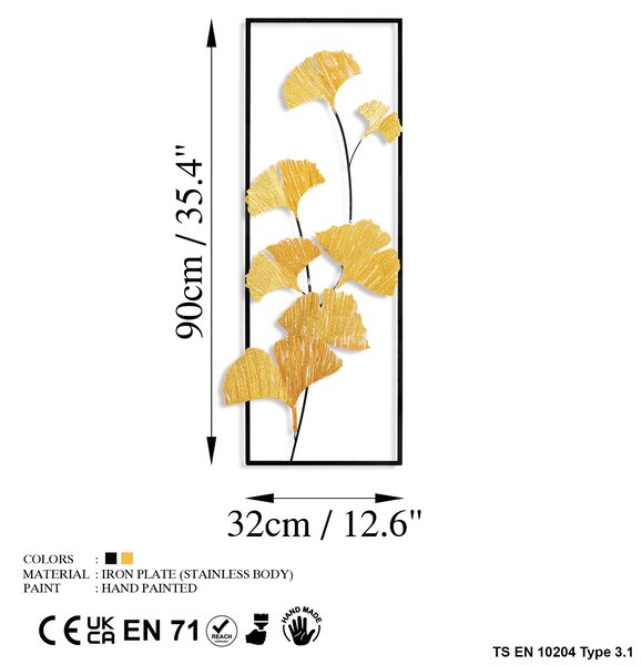 ASIR Nástěnná dekorace kovová GINKGO zlatá