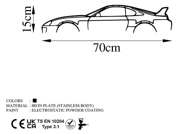 ASIR Nástěnná dekorace kovová TOYOTA SUPRA SILHOUETTE