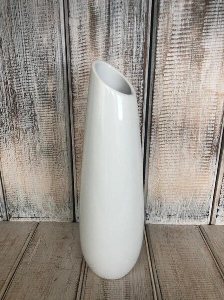 Váza keramická baculatá- bílá